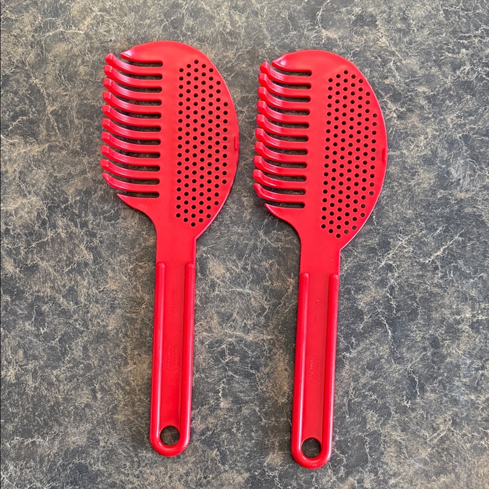 Vintage 1980s Tupperware Strain 'N Serve Pasta Fork Strainers Plastic Durable